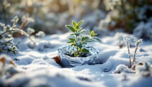 Ein einfacher Trick mit Alufolie schützt Pflanzen draußen vor Frostschäden im Winter