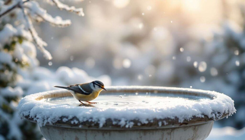 Einfacher Trick hält die Vogeltränke im Winter eisfrei
